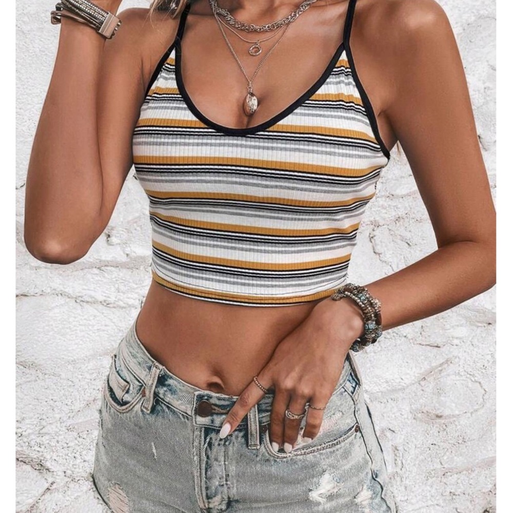 Y2K Retro Striped Knit Cami Top | Sizes L - Picture 4 of 10